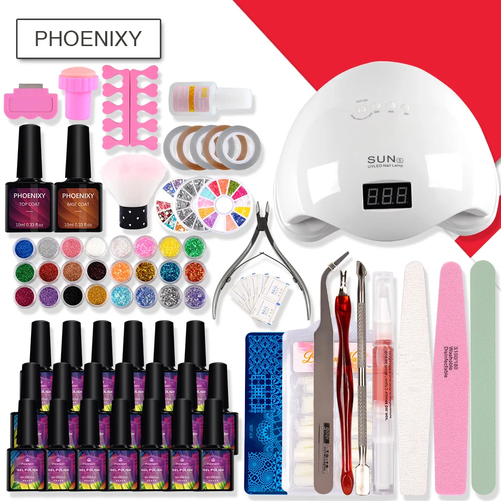Набор для ногтей УФ светодиодный светильник Сушилка с набор для гелевого маникюра Замачивание маникюрные инструменты набор электрическая дрель для ногтей инструменты для дизайна ногтей