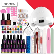 Набор для ногтей УФ светодиодный светильник Сушилка с набор для гелевого маникюра Замачивание маникюрные инструменты набор электрическая дрель для ногтей инструменты для дизайна ногтей