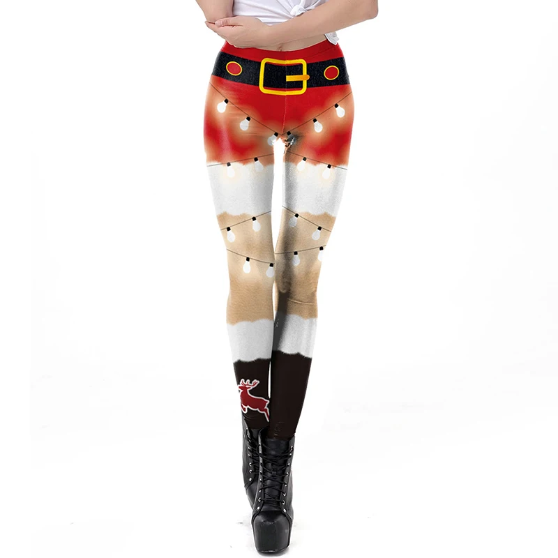 Забавные сексуальные эластичные рождественские обтягивающие леггинсы с принтом, женские леггинсы, модные рождественские леггинсы с 3D цифровой печатью