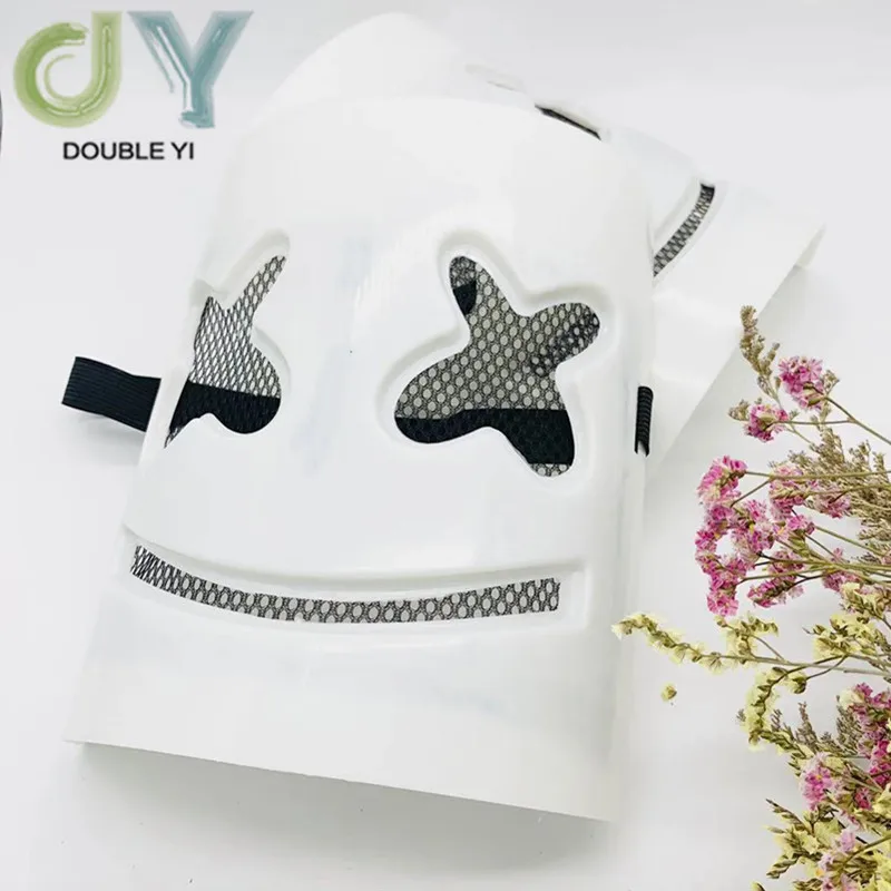 Экологически чистая пластиковая маска для хеллоуина Marshmallow DJ головной убор бар светодиодный маска