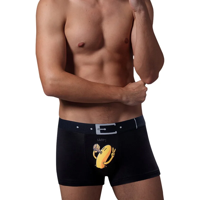 12 Male underwear shortd Men's Modal Soft Boxer Cartoon Printed solid Color Belt Printing Breathable Underwear - Цвет: 12