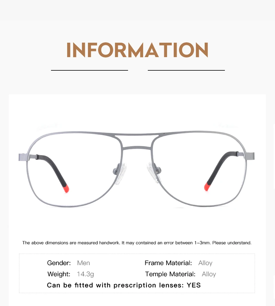 Metal Full Eyeglasses Frame Men Super Light Metal Retro Optical Glasses Frame Legs Unique Design #8046