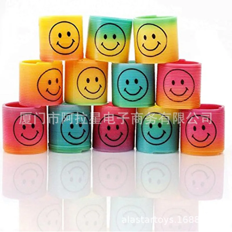

3.5*3.5 Cm Taiwan Color Smiley Rainbow Ring Magic Rainbow Ring Hula Hoop Stall Hot Sales Toy