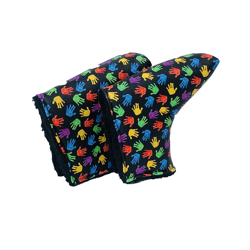 Cross Border Hot Sales Five-color Palm Printed Waterproof Foot Golf Club Head Cover Golf Straight Strips Putter Sleeve