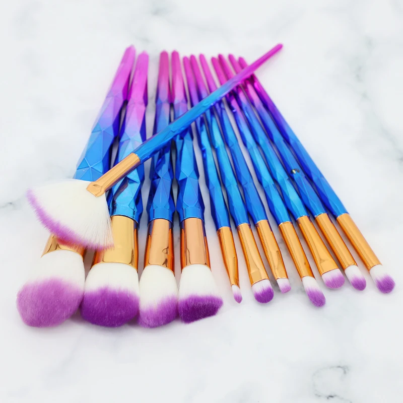 

12Pcs Diamond Makeup Brushes Set Powder Foundation Blush Blending Eye shadow Lip Cosmetic Beauty Make Up Brush Pincel Maquiagem