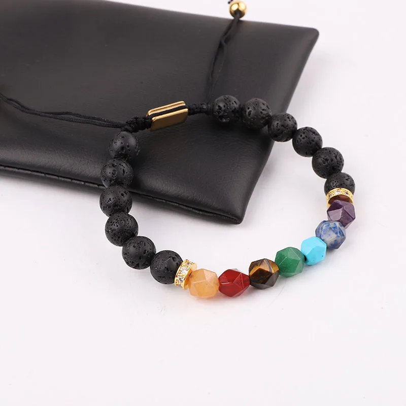New Design High Quality 7 Chakra Stone Beads Lava Energy Healing Yoga Beaded Adjustable Macrame Bracelet Women Men - Image 5