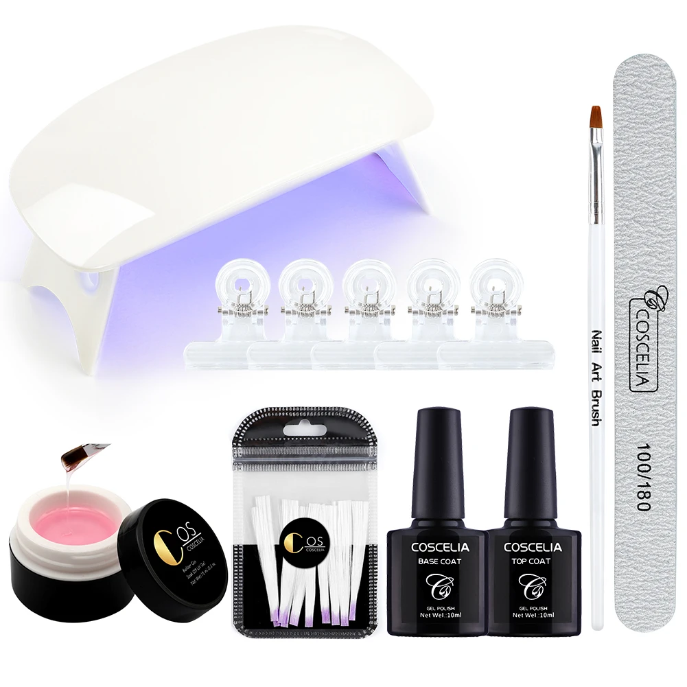 With Lamp Set 02 COSCELIA 6 Вт УФ светодиодный набор ламп отверждения УФ-гель для ногтей стекловолокно для ногтей удлинитель волоконные наконечники для ногтей Маникюрные Инструменты Наборы - Цвет: With Lamp Set 02