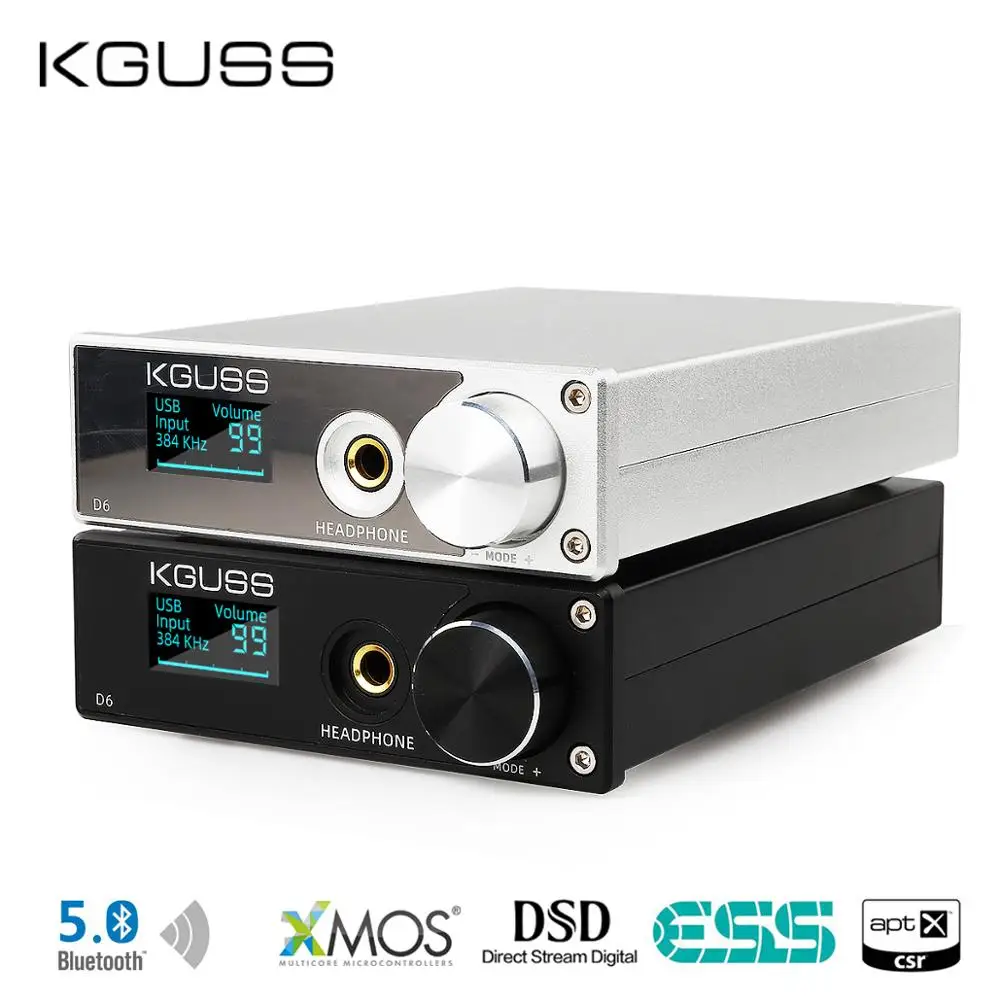 KGUSS D6 USB ЦАП XMOS ES9018K2M аудиодекодер DSD Bluetooth CSR8675 5 0 APT-X усилитель для наушников |