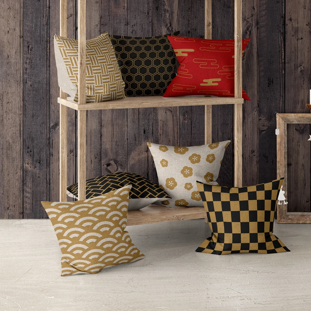 

Retro High Quality ethnic Geometry Cushion Cover Throw Pillow Cutton Linen Car Sofa Bed Home Decor Textile Printed Pillowcase