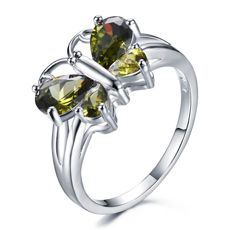 yellow Bague Ringen, дизайн, S925 ювелирные изделия, серебряное кольцо для женщин, животное, Бабочка, Изысканная мода, циркон, темперамент, для свиданий, подарок на день рождения - Цвет камня: yellow