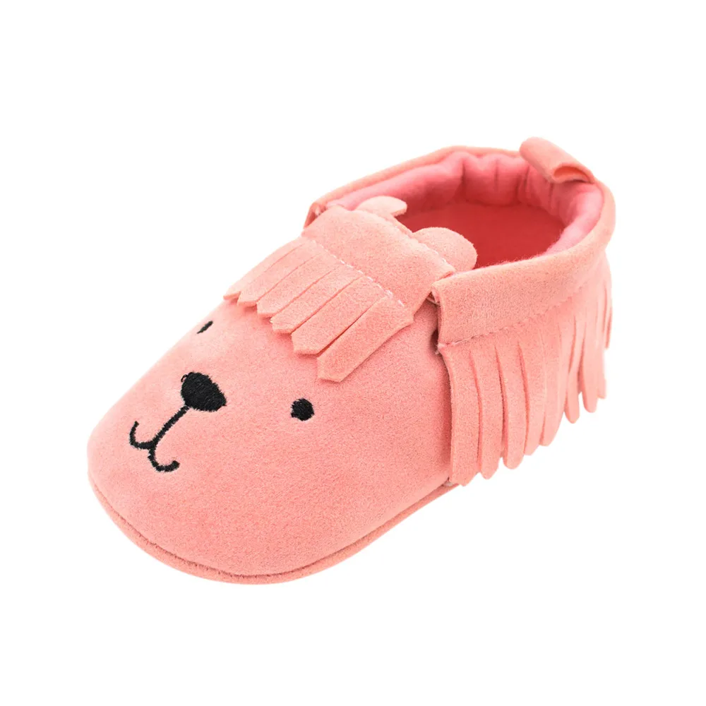 Pink Newborn Baby Toddler Infants Girls Boys Shoe Cute Bear Tassle Soft Anti-slip Shoes Baby Fashion First Walkers Shoes Hot Sale - Color: Pink