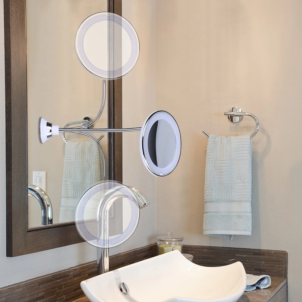  LED Makeup Mirror Magnifier Lamp Vanity Mirror 360 Degree Rotation 10X Magnifying Glass Mirror LED 