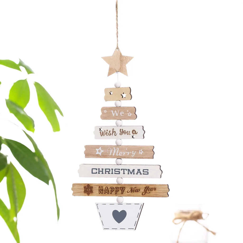 Рождественская елка, подвесные украшения на дверь, красочные деревянные, добро пожаловать, вырез, креативное Рождественское украшение для дома navidad F830