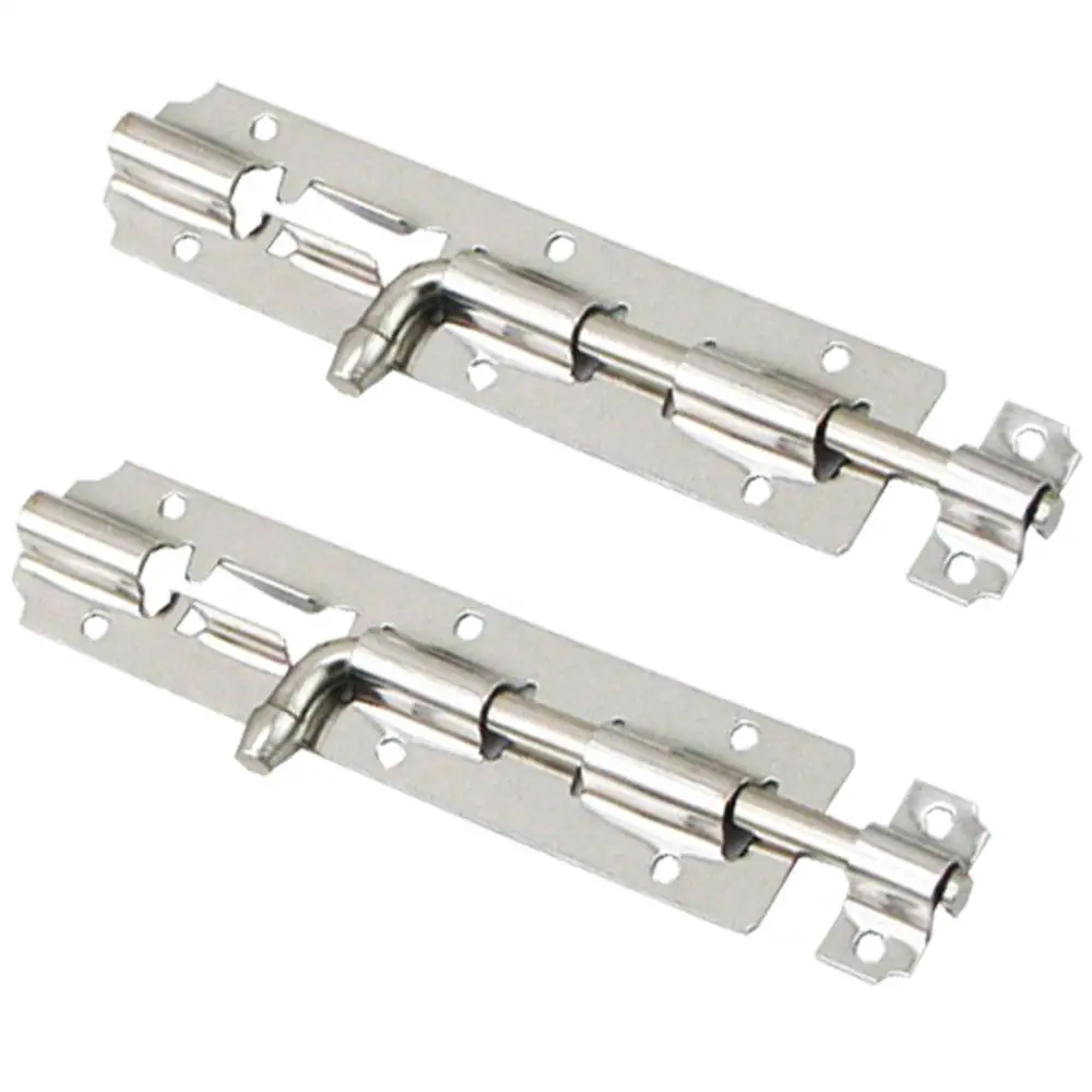 Stainless Steel Door Bolts with Screws, 2 Pack Door Bolt for Wooden Gates, Lock Latch Sliding Bolts, 5 Inch