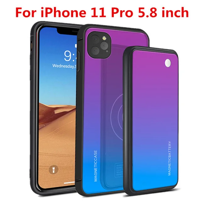 Blue for 11 Pro Беспроводной зарядный Магнитный чехол для аккумулятора s для iPhone 11 Pro Max power Bank чехол для iPhone 11 Pro/11 запасная крышка для зарядного устройства - Цвет: Blue for 11 Pro