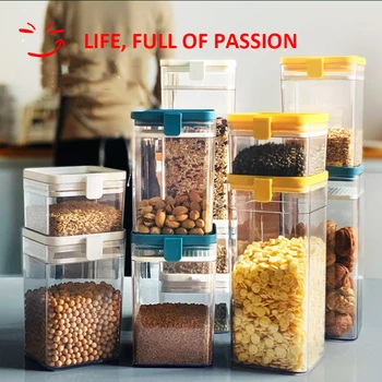 

Sealing Kitchen Storage Box Food Containers Fridge Preservation Transparent Grain Rice Canister Container Plastic Seasoning Jar
