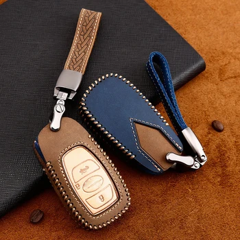 

Car Handmade Leather Key Case Cover Key case For Subaru Legacy XV Forester Outback Subaru BRZ Key Cover Keyless