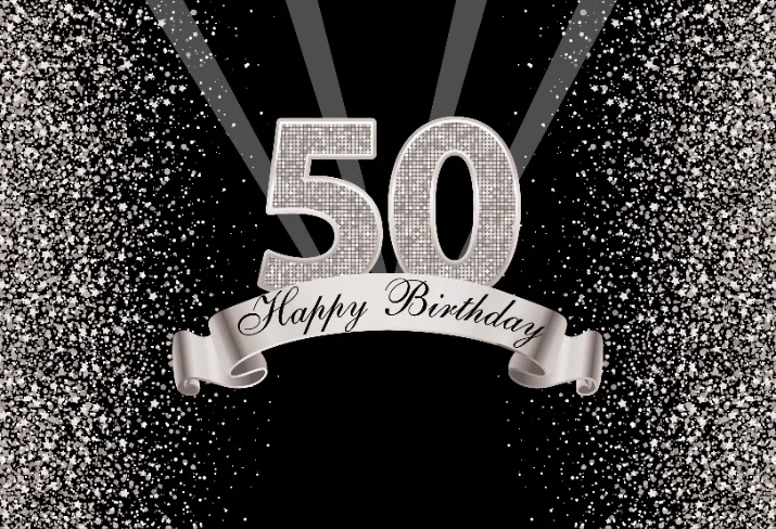 Silver-50th Счастливый 50-й 40 30 25 18 день рождения Золотой горошек блестки плакат фотография Фон Фото фон фотосессия Фотостудия - Цвет: Silver-50th