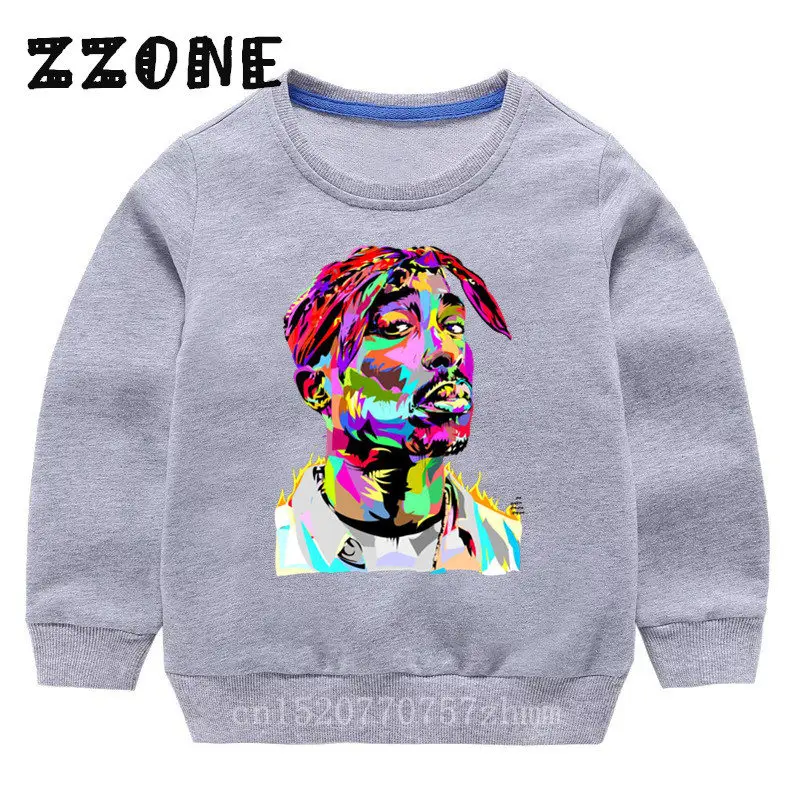 Детские толстовки с капюшоном дети Тупак», «2pac в стиле «хип-хоп» Толстовки в стиле "SWAG" для малышей, хлопковые пуловеры топы для девочек Осенняя Одежда для мальчиков, KYT287 - Цвет: 287D-Gray