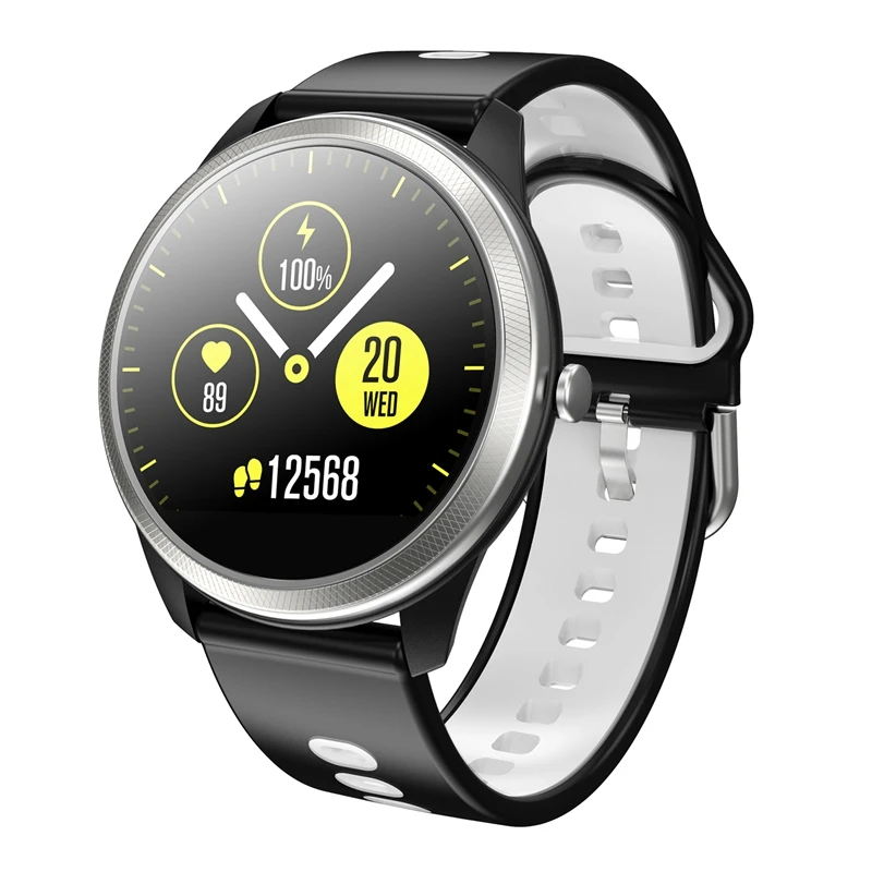 

F11 Smart Bracelet ECG+PPG IP68 Waterproof Heart Rate Blood Pressure Sport Watch Man Message Push Fitness Wristband Black + Whit