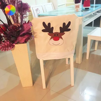 

Deer Hat Chair Covers Christmas Decor Dinner Chair Xmas Cap Sets Reindeer XBFF