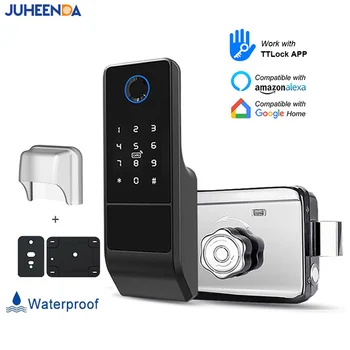 Cerradura de puerta inteligente con huella Digital para el hogar, dispositivo de cierre de llanta electrónico con Bluetooth, control remoto Digital, tarjeta IC TTLock, AppTuya, Wifi