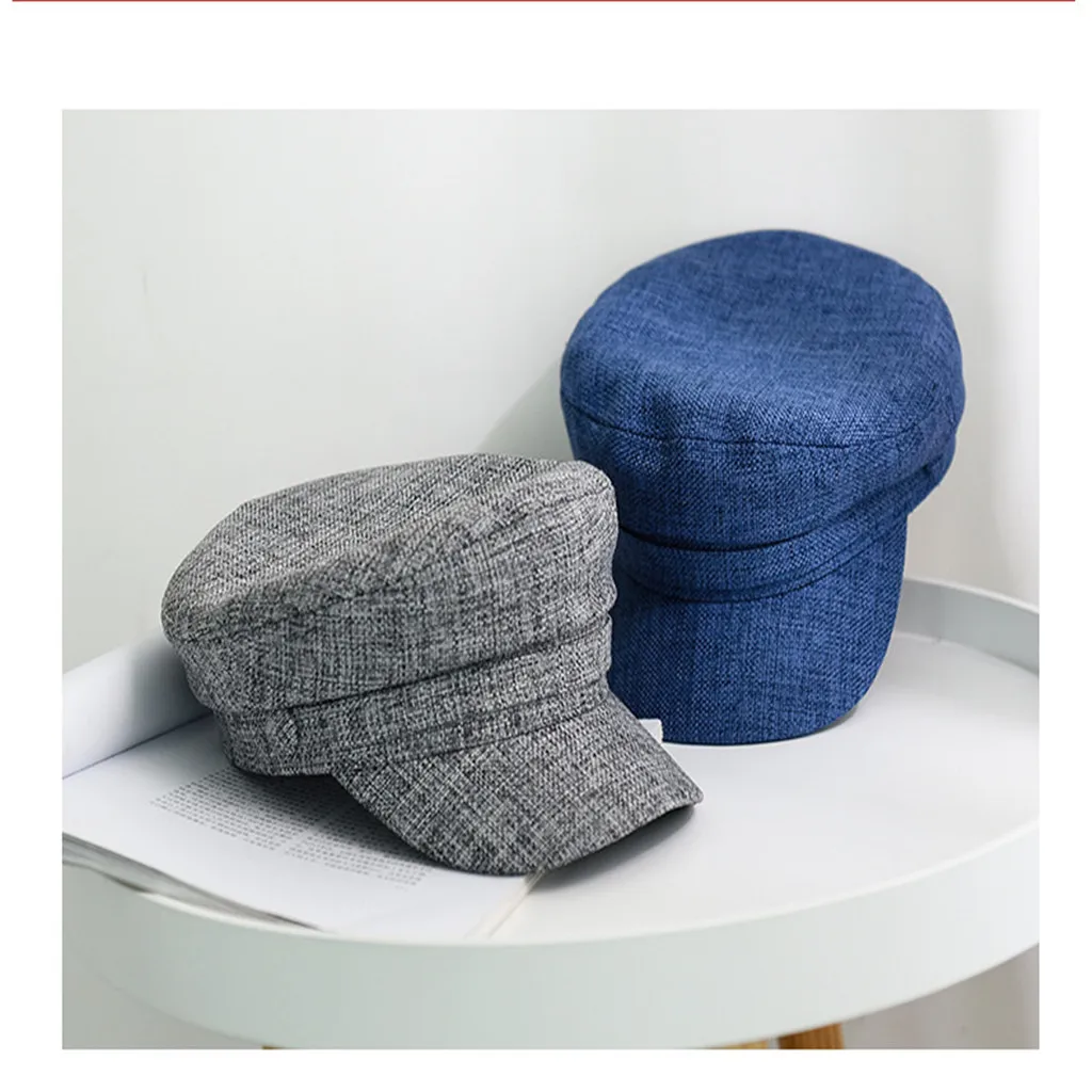 SAGACE Beret wild navy, льняная дышащая восьмиугольная кепка, британский стиль, дикая женская зимняя шапка, берет, кепка для художника