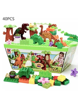 

40 Pieces Of Barreled Dinosaur Paradise Series Large Particle Building Blocks Group Animal Building Blocks Educational Toys