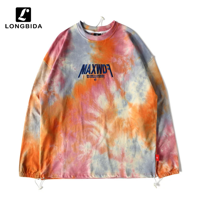 

2019 Autumn Hip Hop Hoodies Sweatshirt Gradient Tie-dye Harajuku Men Sweatshirt High Street Long Sleeve Pullover Sport Tops