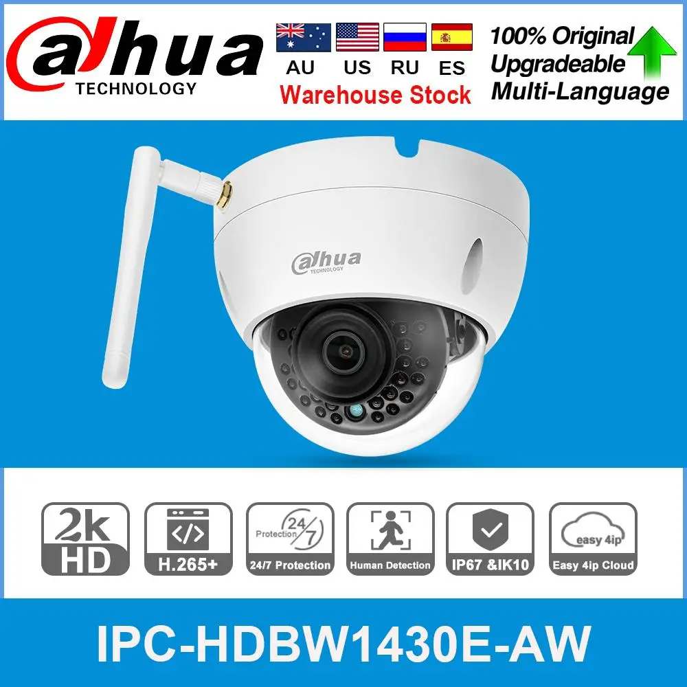 Сетевой видеорегистратор Dahua потребителей оригинальный IPC HDBW1430E AW 4MP Wi Fi и возможностью погружения на глубину