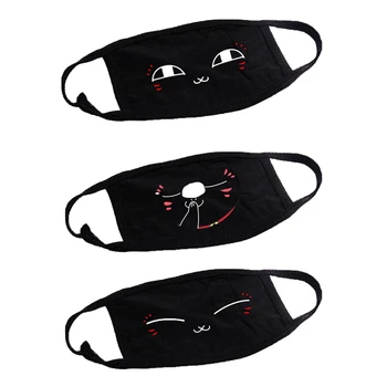 

1Pc Anime Mask Winter Warm Mouth Fabric Mask Dust Mask Cat Phiz Cartoon Face Dustproof Cotton Anti Reusable Double Mouth Mask