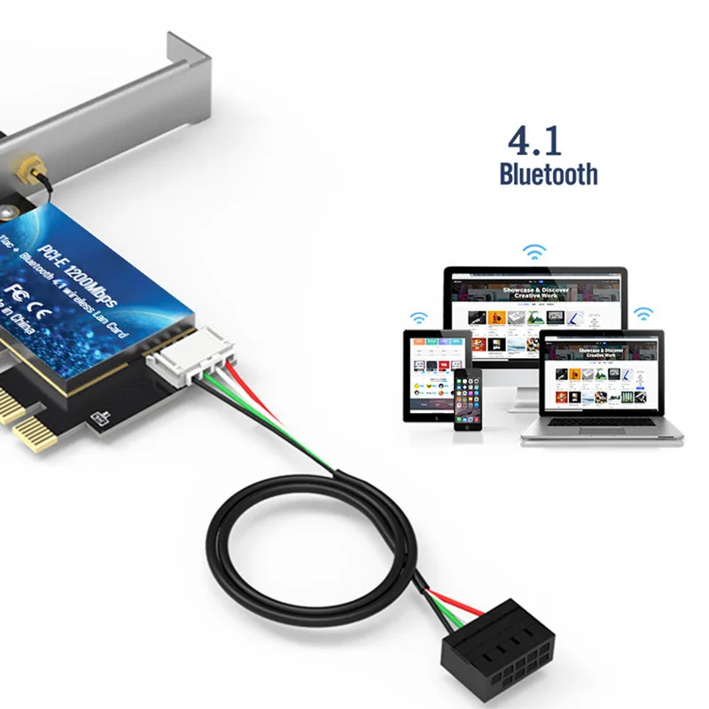 EDUP 1200 Мбит/с PCI-E WiFi беспроводная карта адаптер Bluetooth 4,1 для настольных ПК GDeals