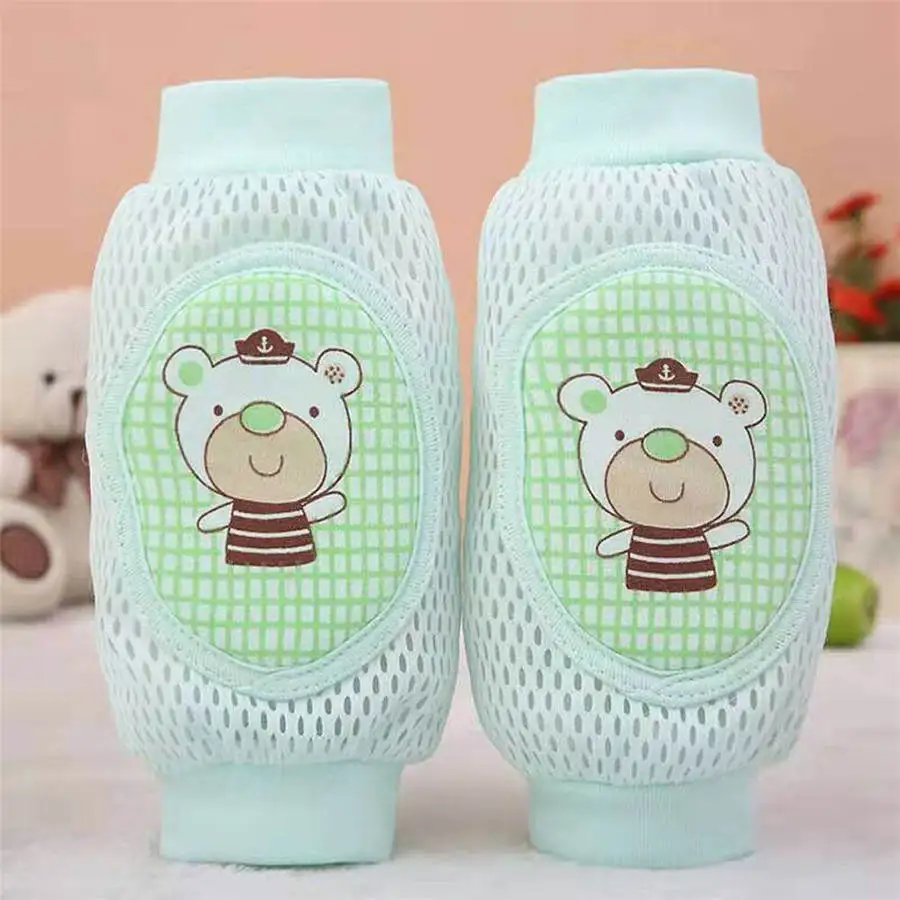 Green bear Детские наколенники с героями мультфильмов, противоскользящие сетчатые подушки, защита для ползающего ребенка, хлопковые детские наколенники для девочек, гетры для мальчиков - Цвет: Green bear