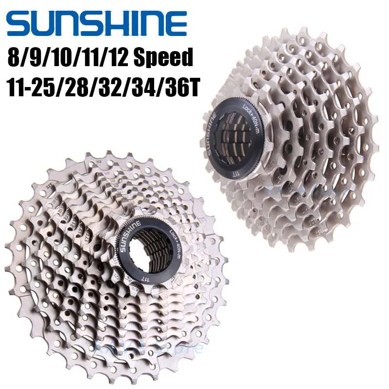 

SUNSHINE Road Bike Freewheel 8/9/10/11/12 Speed Cassette 11-25/28/32/34/36T Steel Bicycle Freewheel Cycling Accessories