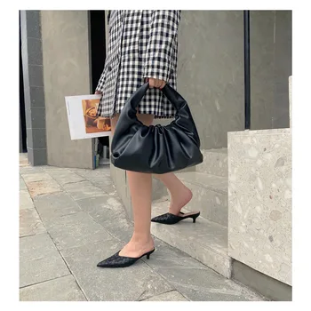 

Chic Fashion Large Shoulder Bag Ruched Pillow Bags PU Leather Hand Bag Women Purses Handbag Totes Designer Bags