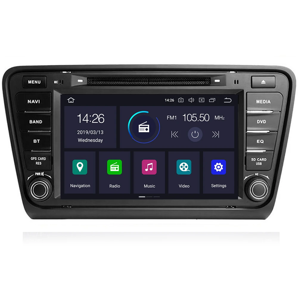 Discount 2 din 8" Octa Core Android 9.0 Car Radio DVD GPS for Skoda Octavia 2014 2015 2016 4GB RAM Bluetooth WIFI USB DVR 32GB ROM 0