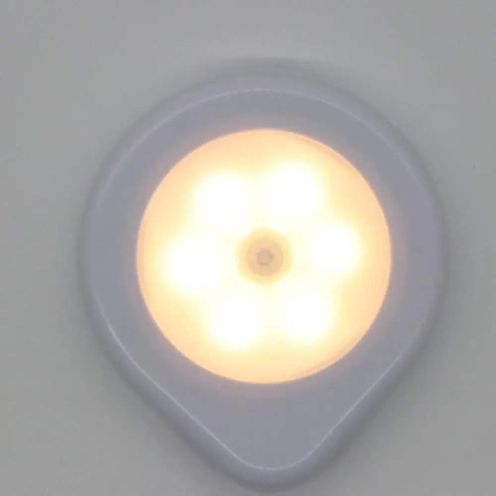 

1PC 6LEDs Waterdrop Arch Shape Motion Sensor Night Light Under Cabinet Wardrobe Cupboard Magnetic Lamp for Night Lighting