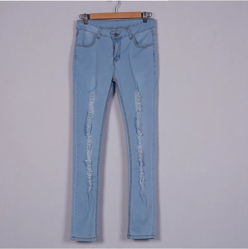 Wish AliExpress с дырками Джинсы женские стиль четыре сезона Одежда обтягивающие брюки импортные товары
