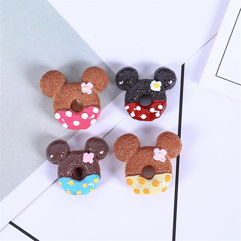 

4 Kinds of Creative Toys for Children Simulation Mickey Cream Donuts Slime Accessories Resin Accessories Clay Charms Unisex