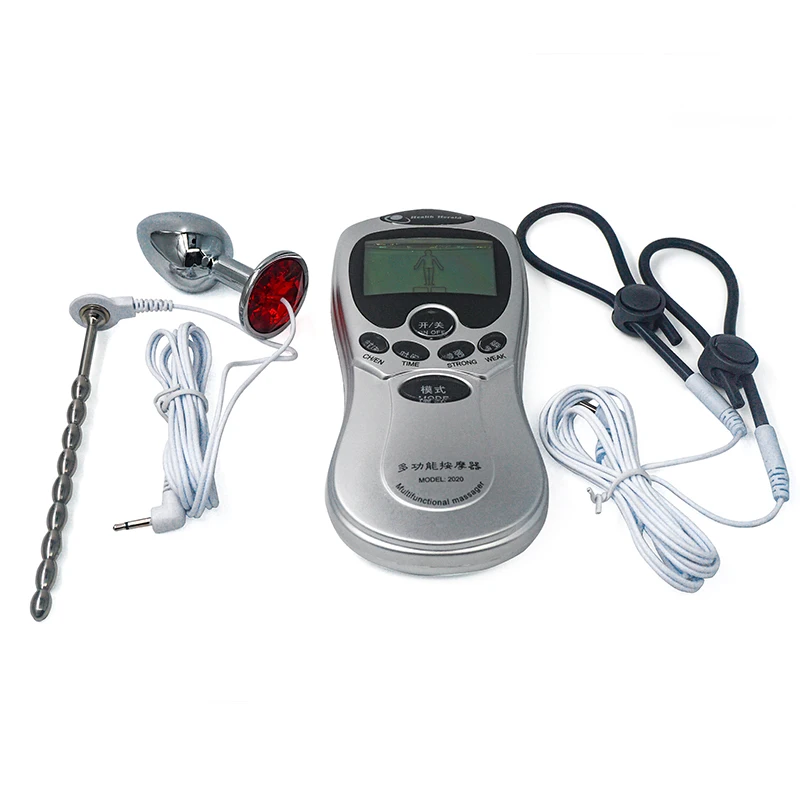 Adult Diary Electro Shock Penis Plug Urethral Sound Chastity Catheter Penis Ring Anal Plug Male Masturbator Sex Toys For Men, sex toys
