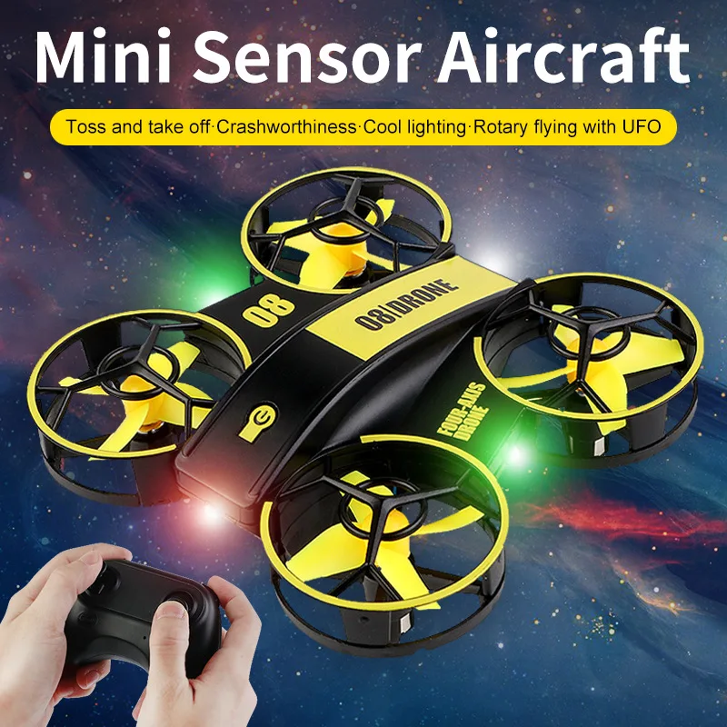 Gesture Sensor Remote Control Drone With Lights 3D Flip Headless Mode Auto Hovering One Key Operation 360° Stunt Smart Drone 1