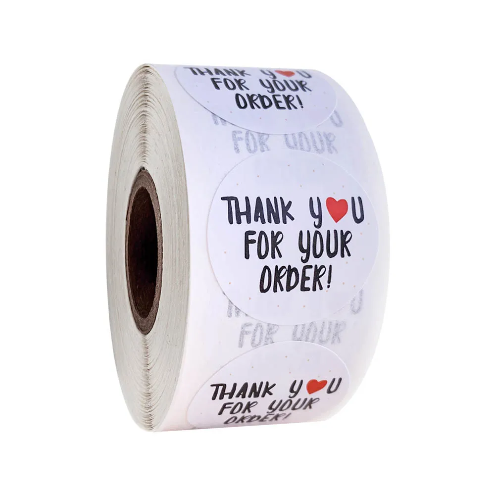 500pcs//roll Round Thank You for Your Order Heart Sticker Handmade Seal Labels ly
