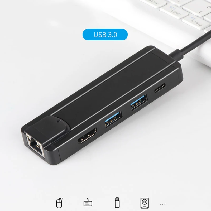 5 в 1 концентратор USB Type C к HDMI 4K USB 3,0 TF HDMI RJ45 адаптер док-станция для ноутбука мобильного телефона