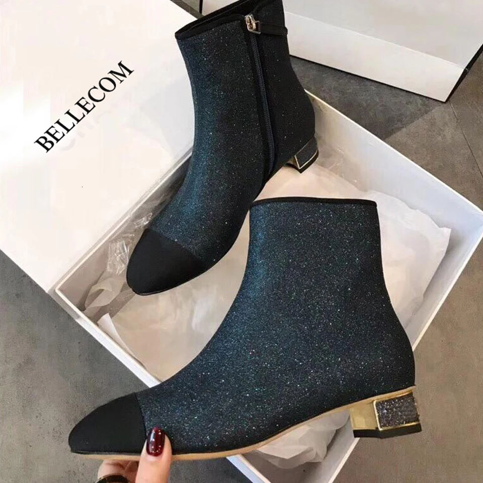 

BELLECOM 2009 Autumn and Winter New Sequined Coloured Shoes, Low-heeled Leather Martin Boots and Girls Boots