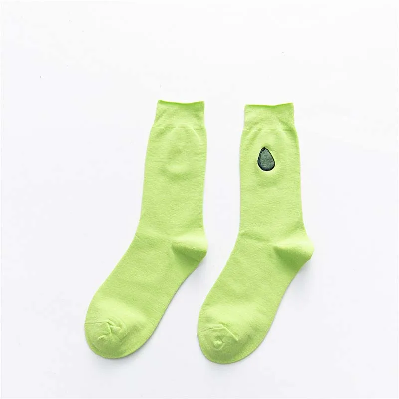 5 различных авокадо вышивка забавные носки Harajuku Фрукты милые длинные носки женские Divertidos креативные Sokken женские носки - Цвет: 1
