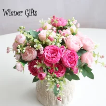 1 Bunch of 5 Beautiful Artificial Peony Roses Silk Flower DIY Home Garden Party Wedding Decoration Fake Flowers