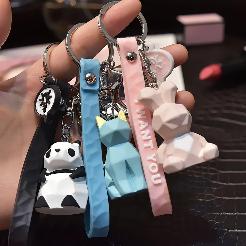 Animal Keychain Pendant Key-Ring Mobile-Phone-Bag Fox Panda-Koala Cute Dinosaur Cartoon