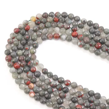

High Quality Faceted Natural Dragon Bloodstone Red Brecciated Jasper Round Loose Spacer Beads Fit Diy Jewelry Bracelet Making