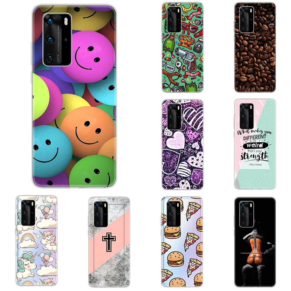 

Case for Huawei P40 Pro P 40 Luxury Cute Transparent Design P40Pro+ Tpu Soft Dust Proof Dirt Resistant 360 Full Protective Cover