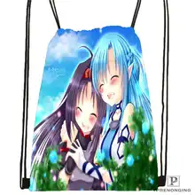 Изготовленный На Заказ Мешок на шнурках с картинками из мультфильма сумка милый рюкзак для детей(черная спинка) 31x40 см# 180612-03-Asuna